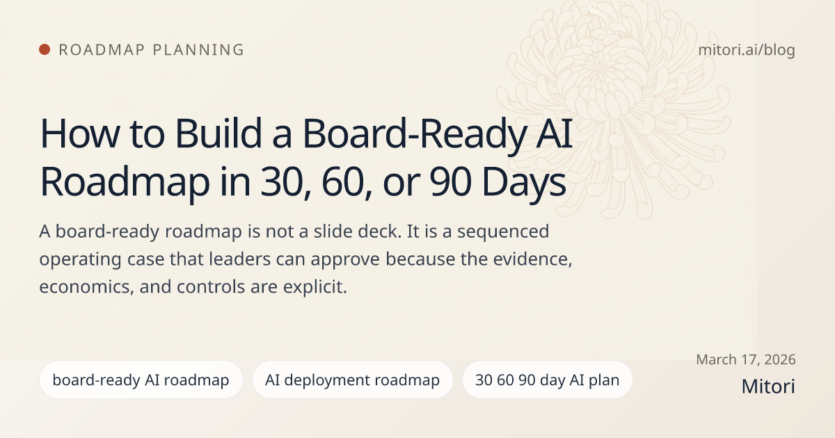 How to Build a Board-Ready AI Roadmap in 30, 60, or 90 Days — hero illustration